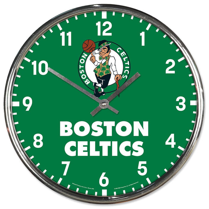 Boston Celtics Clock Round Wall Style Chrome Periodic Restock-0