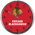 Chicago Blackhawks Round Chrome Wall Clock Periodic Restock-0