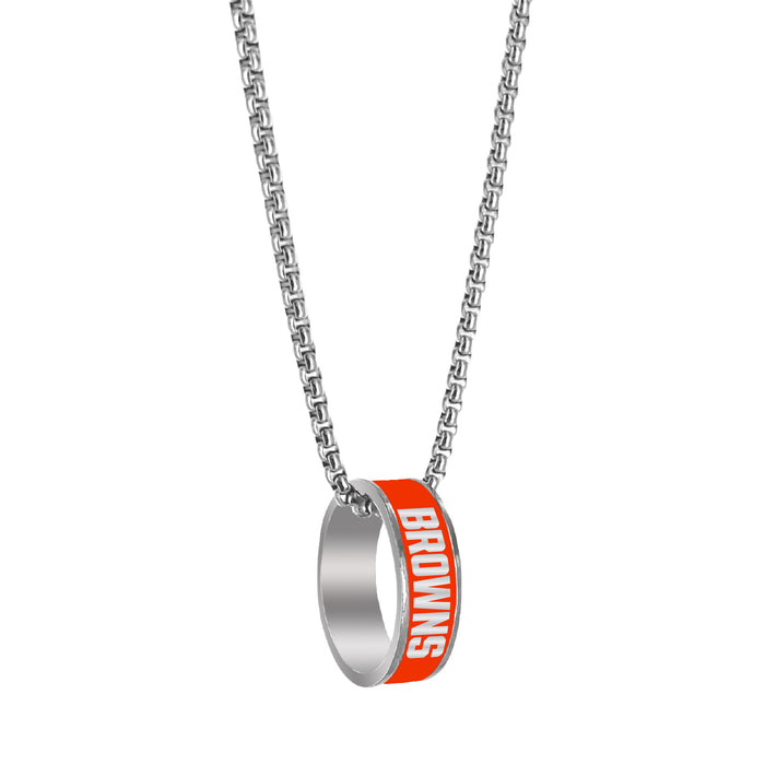 Cleveland Browns Necklace Fashion Ring Pendant Silver-0