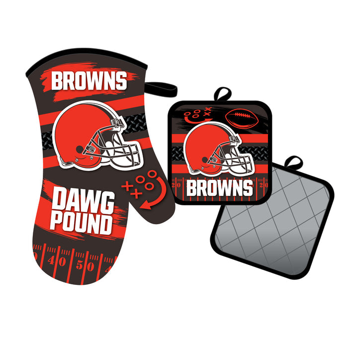 Cleveland Browns Oven Mitt and Pot Holder Set-0