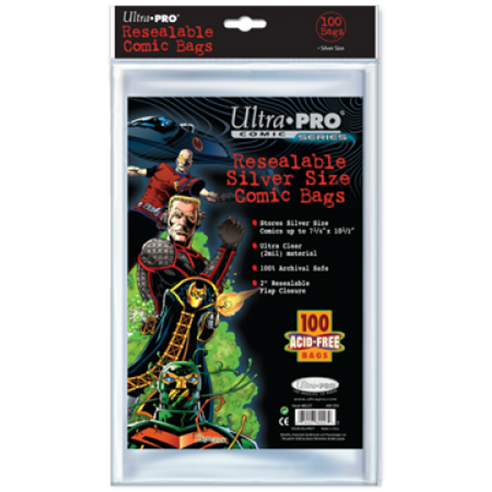 Comic Bags - Silver Size - Resealable (100 per pack)-0