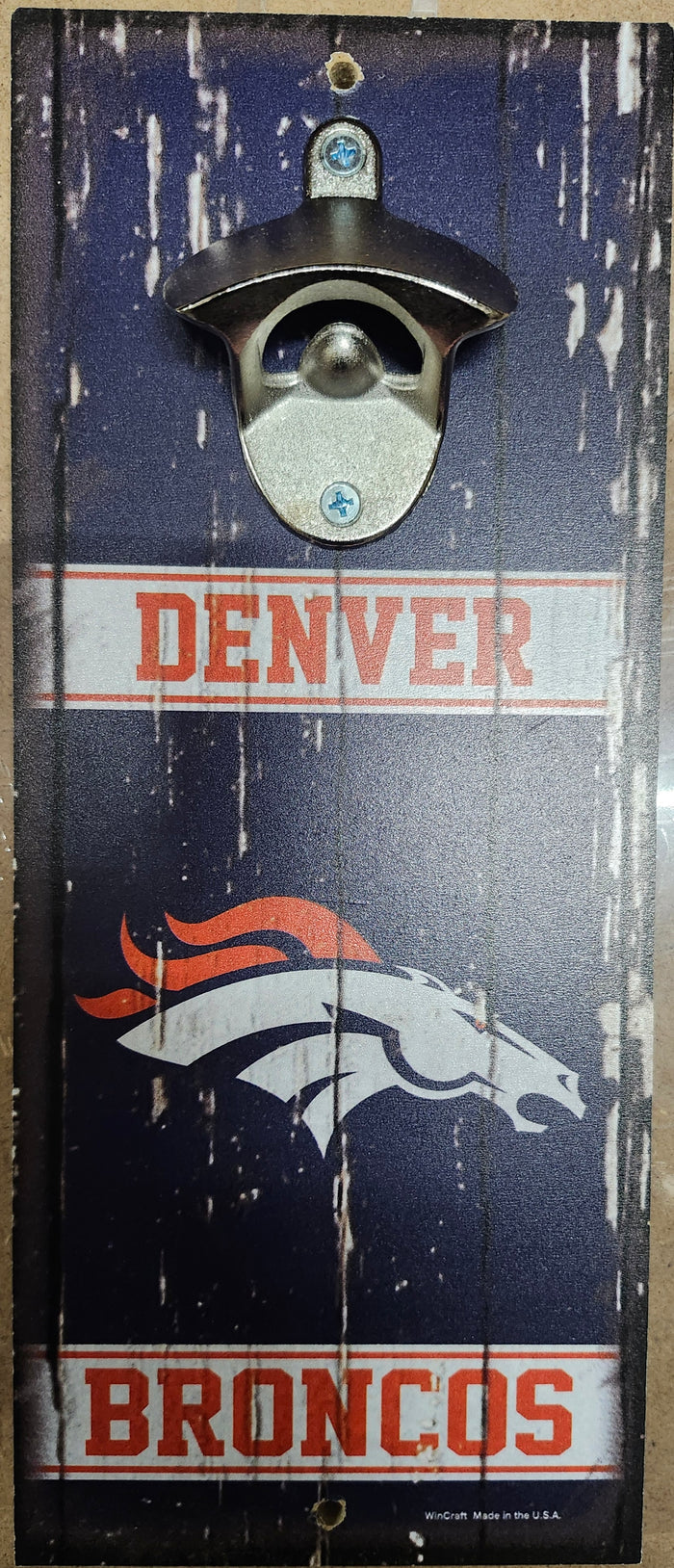Denver Broncos Sign Wood 5x11 Bottle Opener Alternate-0