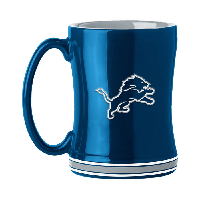 Detroit Lions Coffee Mug 14oz Sculpted Relief Team Color-0