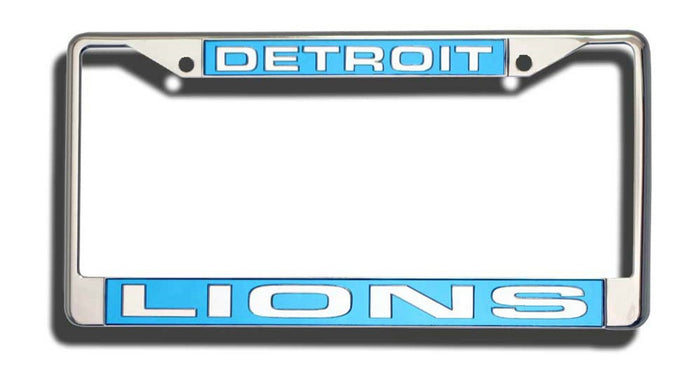 Detroit Lions License Plate Frame Laser Cut Chrome-0