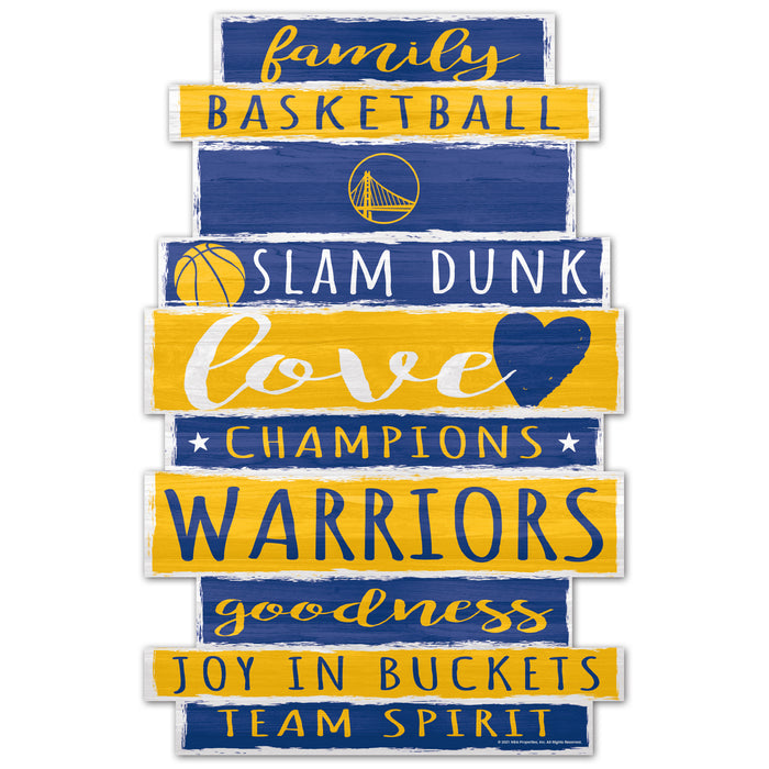 Golden State Warriors Sign 11x17 Wood Family Word-0