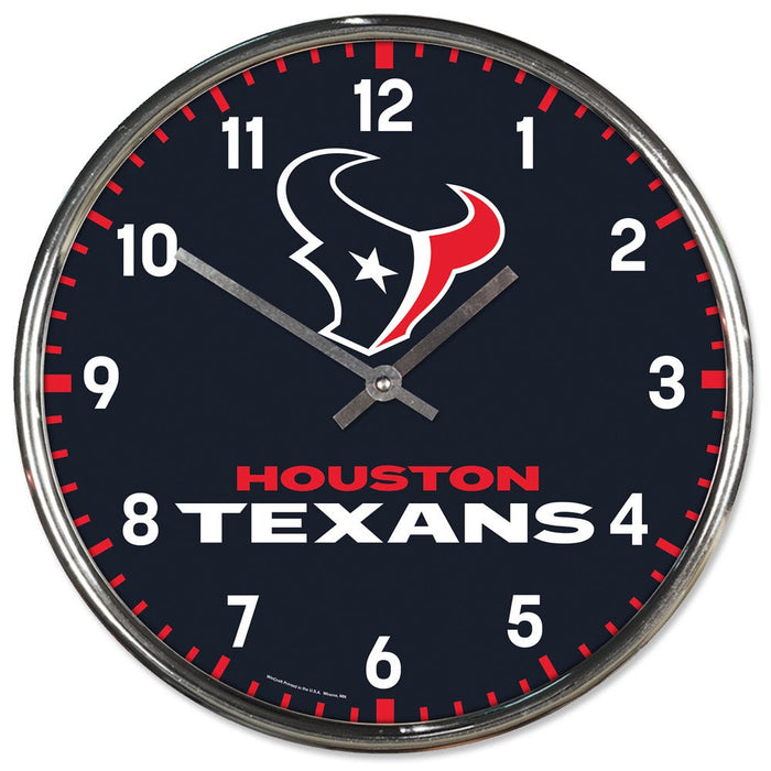 Houston Texans Round Chrome Wall Clock Periodic Restock-0