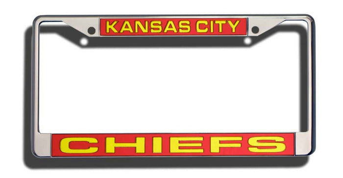 Kansas City Chiefs License Plate Frame Laser Cut Chrome-0