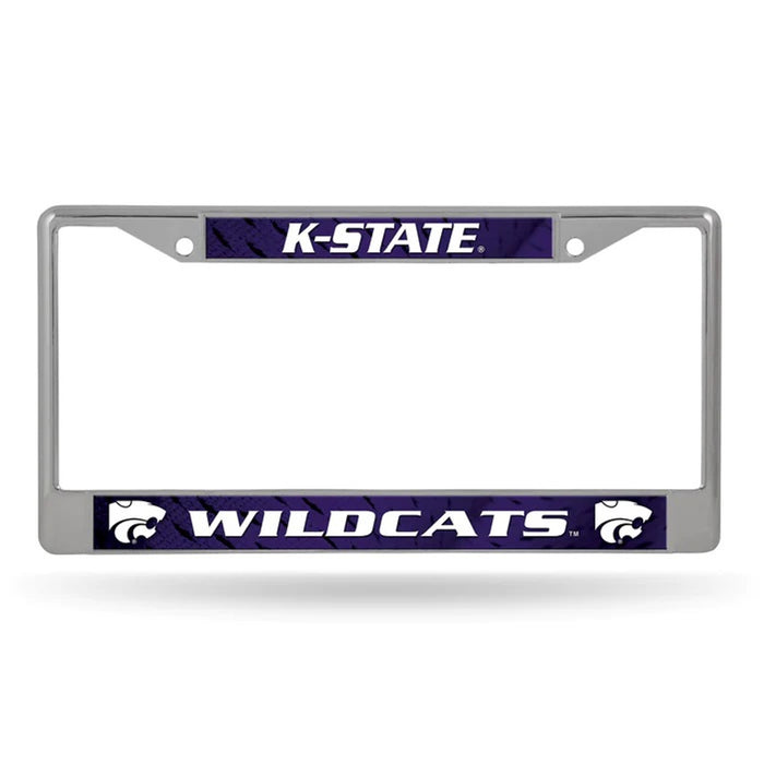 Kansas State Wildcats License Plate Frame Chrome Printed Insert-0