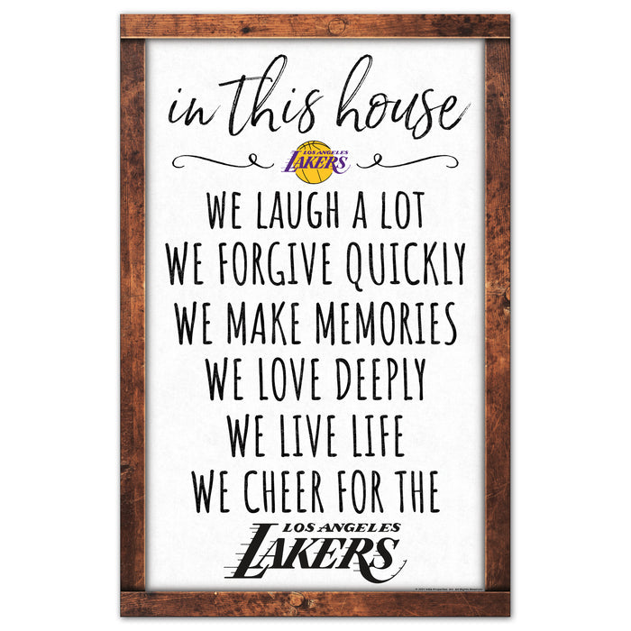 Los Angeles Lakers Sign 11x17 Wood In This House-0