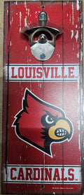 Louisville Cardinals Sign Wood 5x11 Bottle Opener Alternate-0