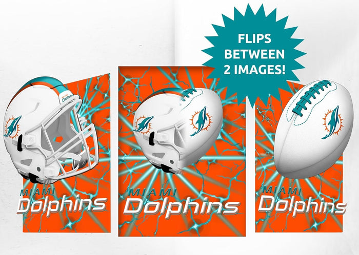 Miami Dolphins 3D Art Print 12x16 Lightning Flip-0