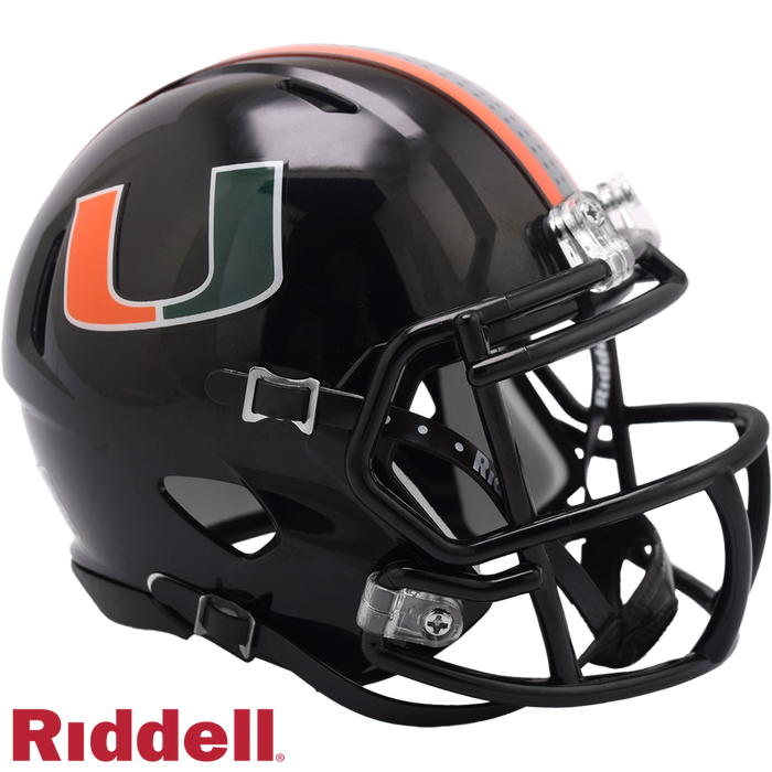 Miami Hurricanes Helmet Riddell Replica Mini Speed Style Black-0