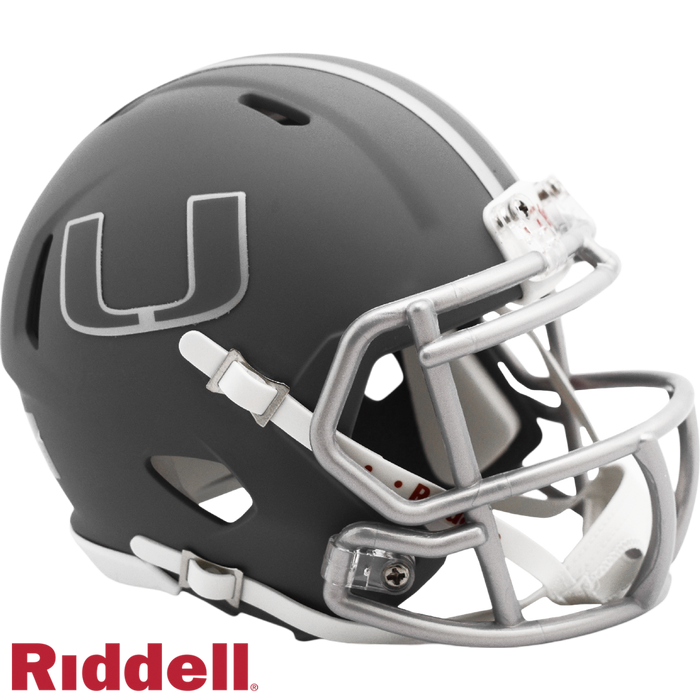 Miami Hurricanes Helmet Riddell Replica Mini Speed Style Slate Alternate-0