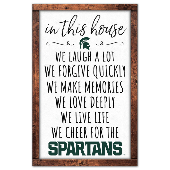 Michigan State Spartans Sign 11x17 Wood In This House-0