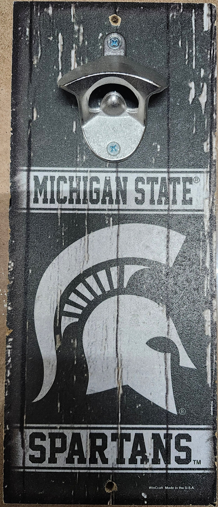 Michigan State Spartans Sign Wood 5x11 Bottle Opener Alternate-0