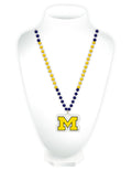 Michigan Wolverines Beads with Medallion Mardi Gras Style-0