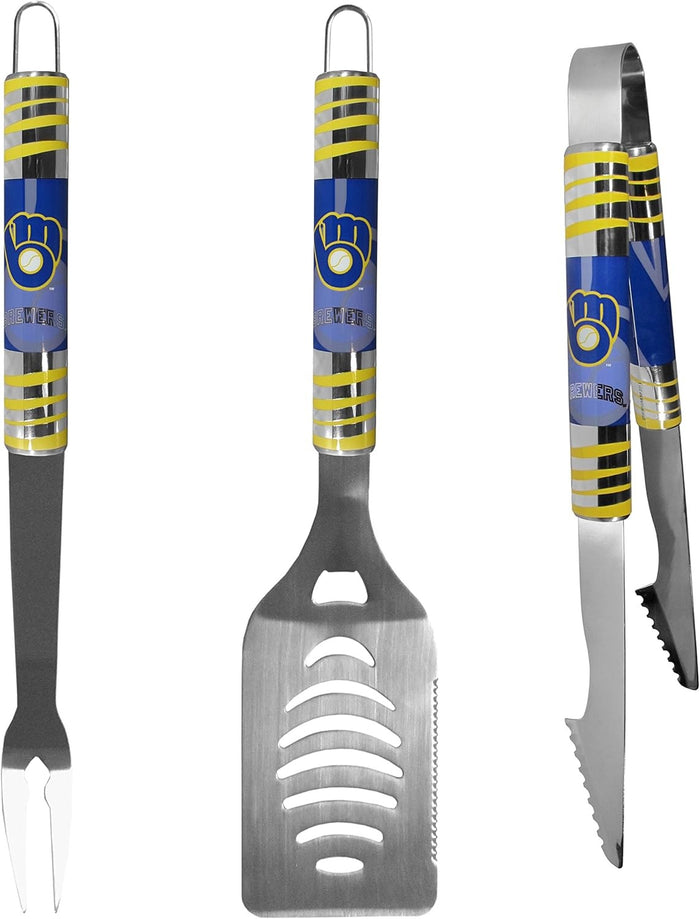 Milwaukee Brewers Utensil Set Grilling BBQ Stainless Steel 3 Piece CO-0