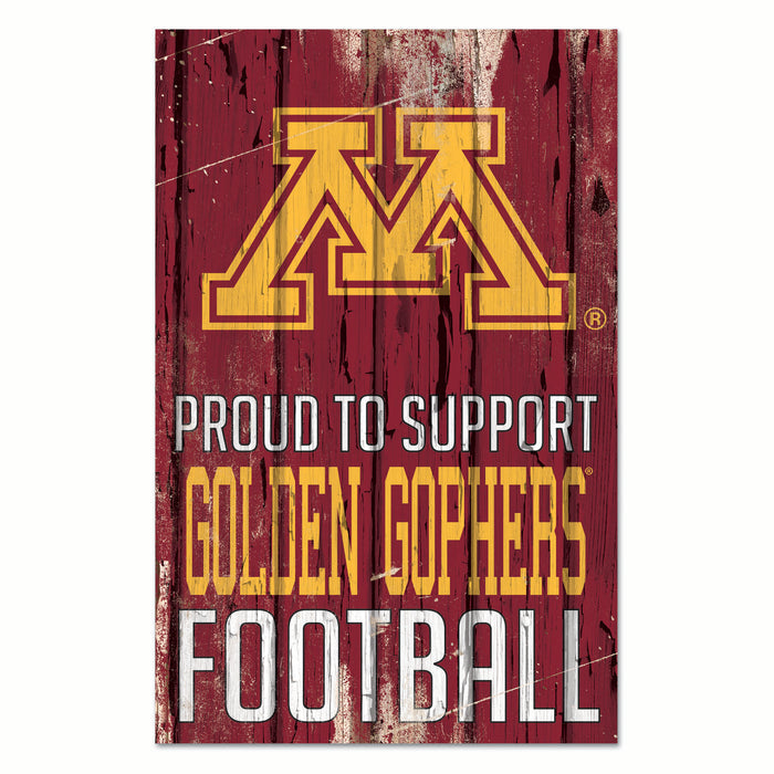 Minnesota Golden Gophers Sign 11x17 Wood Proud to Support Design-0