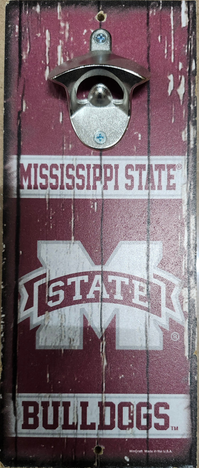Mississippi State Bulldogs Sign Wood 5x11 Bottle Opener Alternate-0