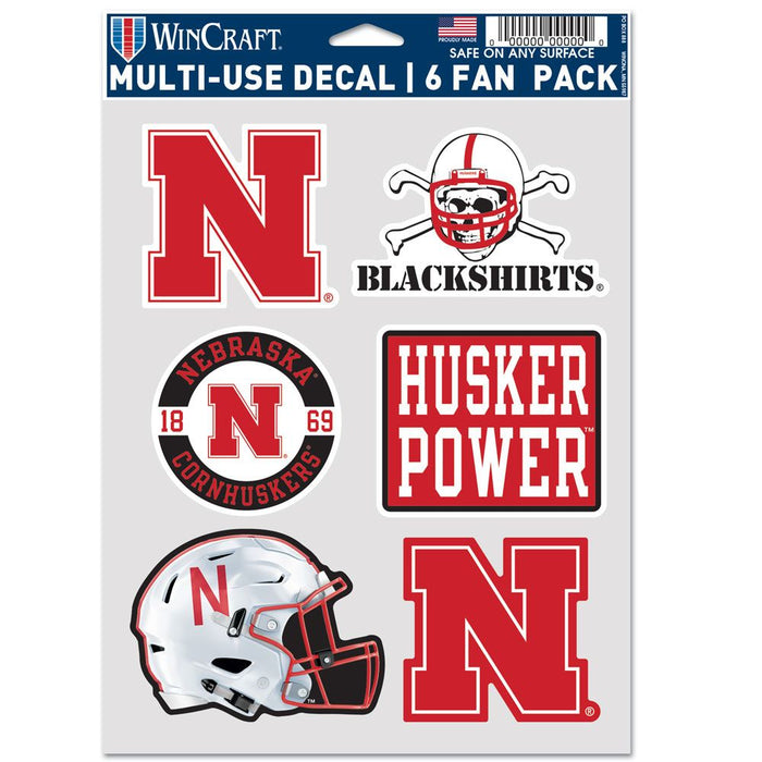 Nebraska Cornhuskers Decal Multi Use Fan 6 Pack-0