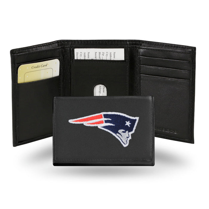 New England Patriots Wallet Trifold Leather Embroidered-0