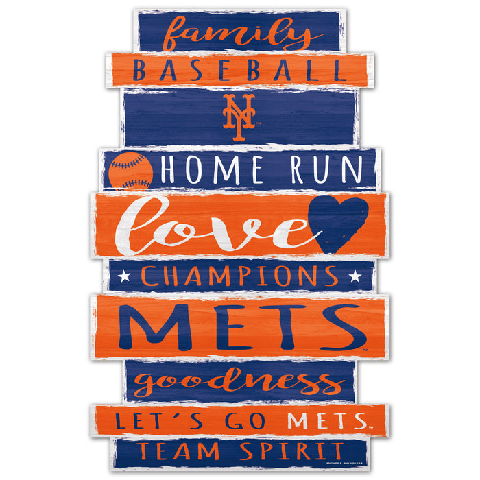New York Mets Sign 11x17 Wood Family Word Design-0