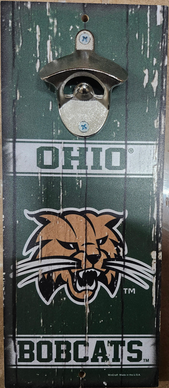 Ohio Bobcats Sign Wood 5x11 Bottle Opener Alternate-0