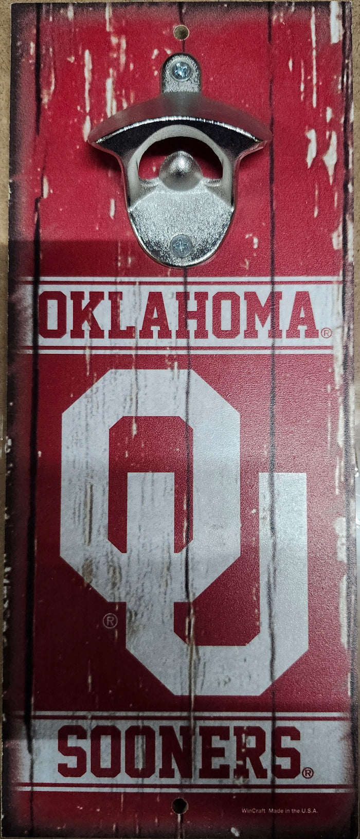 Oklahoma Sooners Sign Wood 5x11 Bottle Opener Alternate-0