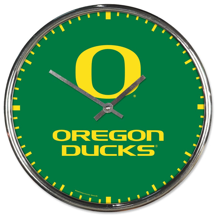 Oregon Ducks Clock Round Wall Style Chrome - Periodic Restock-0