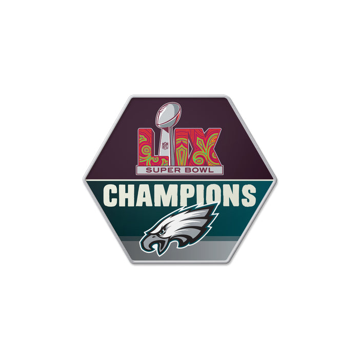 Philadelphia Eagles Pin Collector Hexagon Design Super Bowl 59 Champ-0