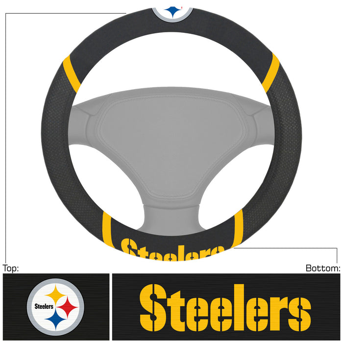 Pittsburgh Steelers Steering Wheel Cover Mesh/Stitched-0