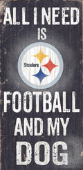 Pittsburgh Steelers Wood Sign - Football and Dog 6"x12"-0