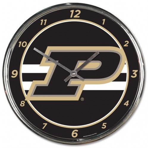 Purdue Boilermakers Clock Round Wall Style Chrome Periodic Restock-0