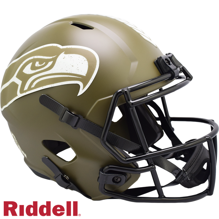 Seattle Seahawks Helmet Riddell Replica Full Size Speed Style Salute To Service-0