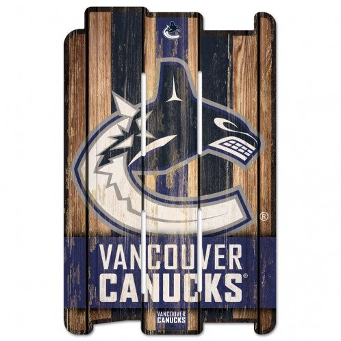 Vancouver Canucks Sign 11x17 Wood Fence Style-0