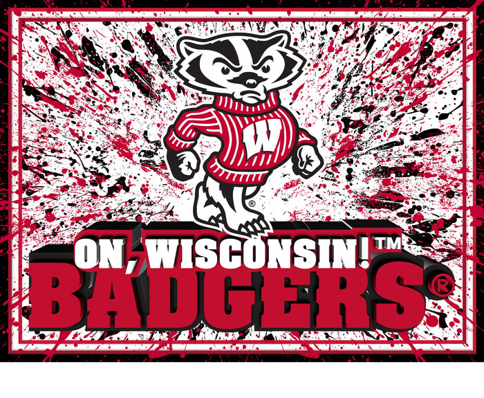 Wisconsin Badgers 3D Art Print 12x16 Splatter-0