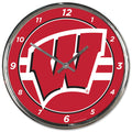 Wisconsin Badgers Clock Round Wall Style Chrome Periodic Restock-0
