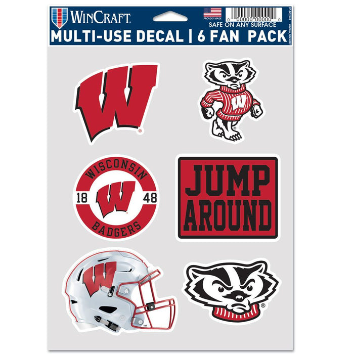 Wisconsin Badgers Decal Multi Use Fan 6 Pack-0