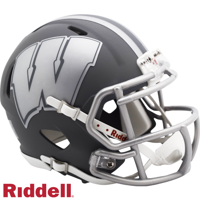 Wisconsin Badgers Helmet Riddell Replica Mini Speed Style Slate Alternate-0